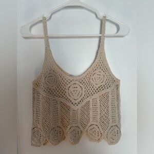 Rachel Zoe Beige Crochet Crop Top